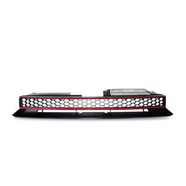 JOM Sports Frontgrill med honey comb gitter i sort med rød liste til VW Golf 6 GTI