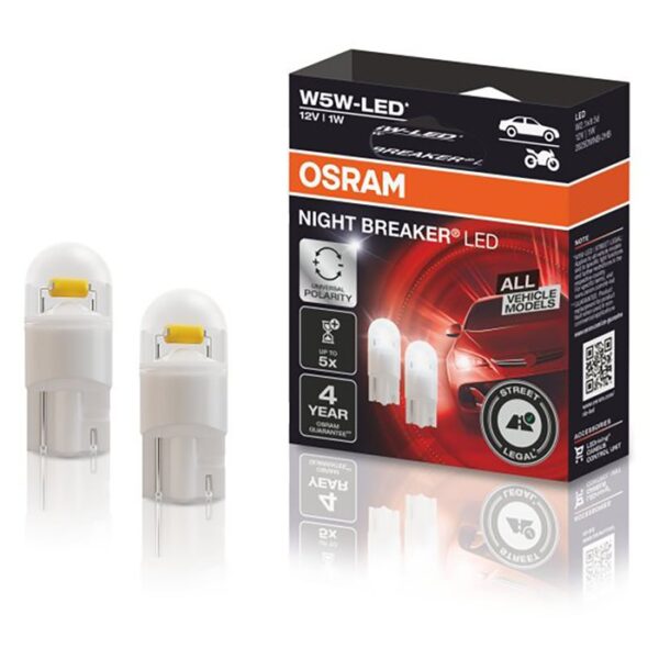 Osram Night Breaker W5W-LED 12V ECE godkendt - 2 stk. Udvendig tilbehør > Pærer