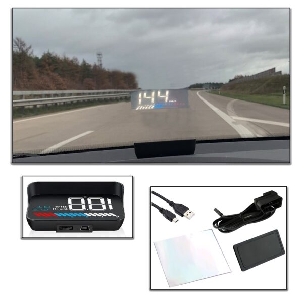 Universal HUD Head-Up Display OBD 2 + GPS Dual System bil speedometer til forrude Indvendig tilbehør > Instrumenter og målere