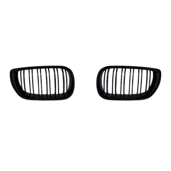 JOM Frontgrill med dobbelt ribbe i blank sort til BMW Serie 3 E46 4-drs
