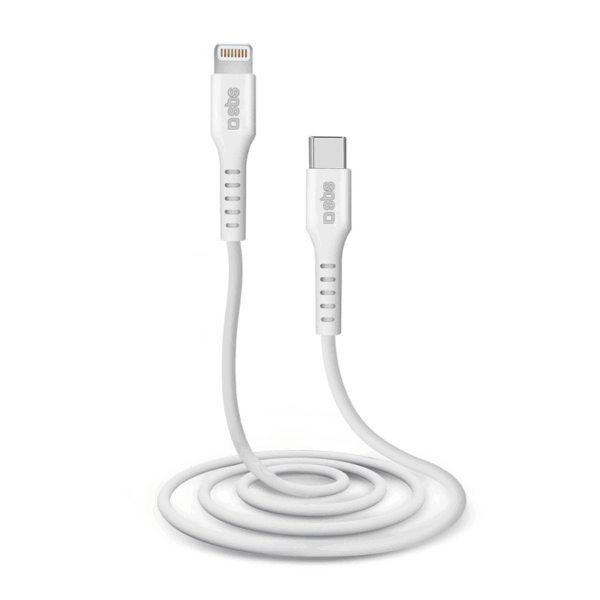 SBS USB C til Lightning kabel. 1 meter - Hvid Indvendig tilbehør > Mobil tilbehør